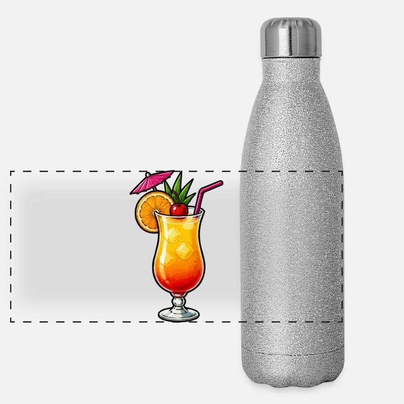 Tropical cocktail with orange Panoramic Glitter Thermal Bottle 500 ml
