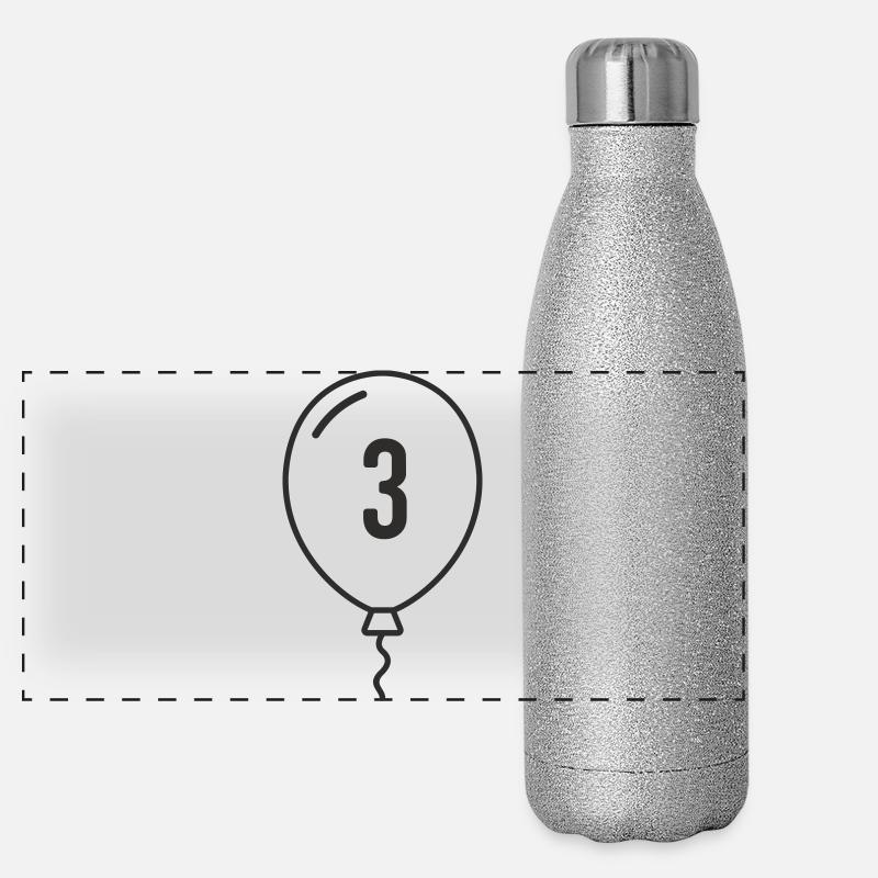 Balloon Number 3 – Birthday & Party Design Panoramic Glitter Thermal Bottle 500 ml