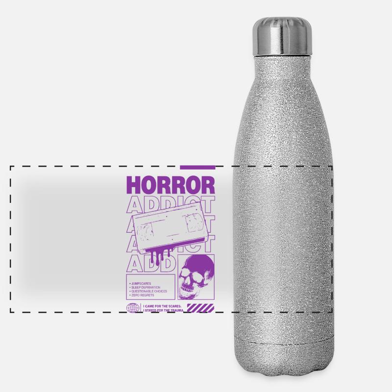 Crâne esthétique VHS Horror Addict Gourde isotherme panoramique pailletée 500 ml