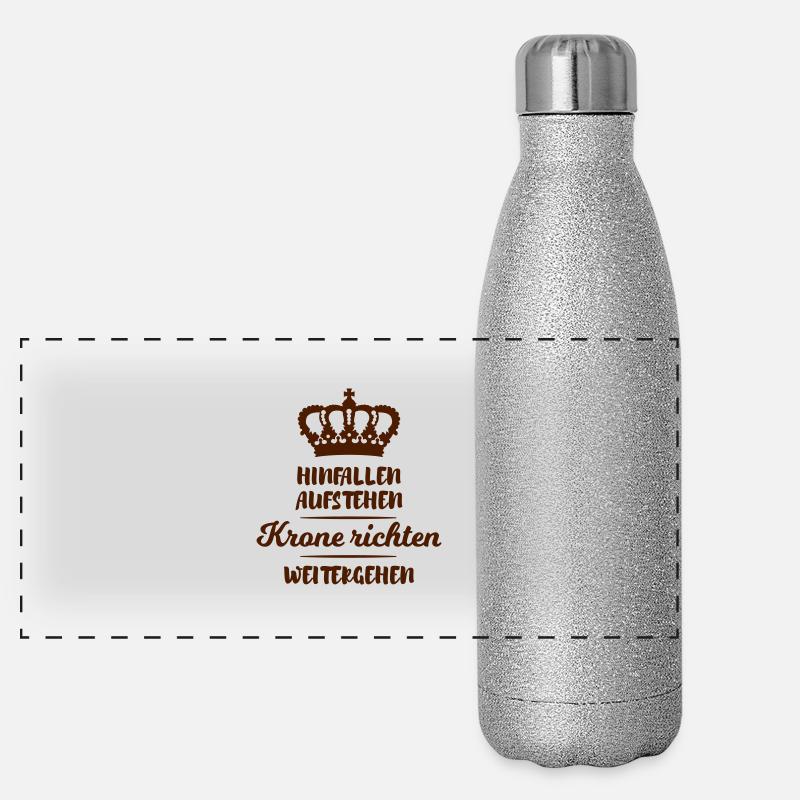 hinfallen Krone richten weitergehen lustig Spruch Panorama Glitzer Isolierflasche 500 ml