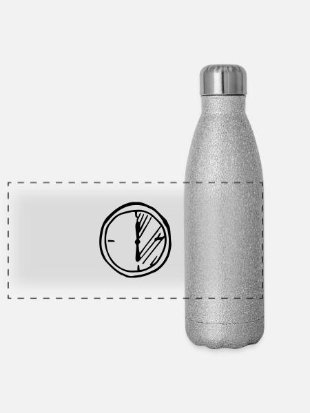 Uhr, halbe Std, , schnell, langsam, Stoppuhr, - Panorama Glitzer Isolierflasche 500 ml - Silber Glitzer - Vorne