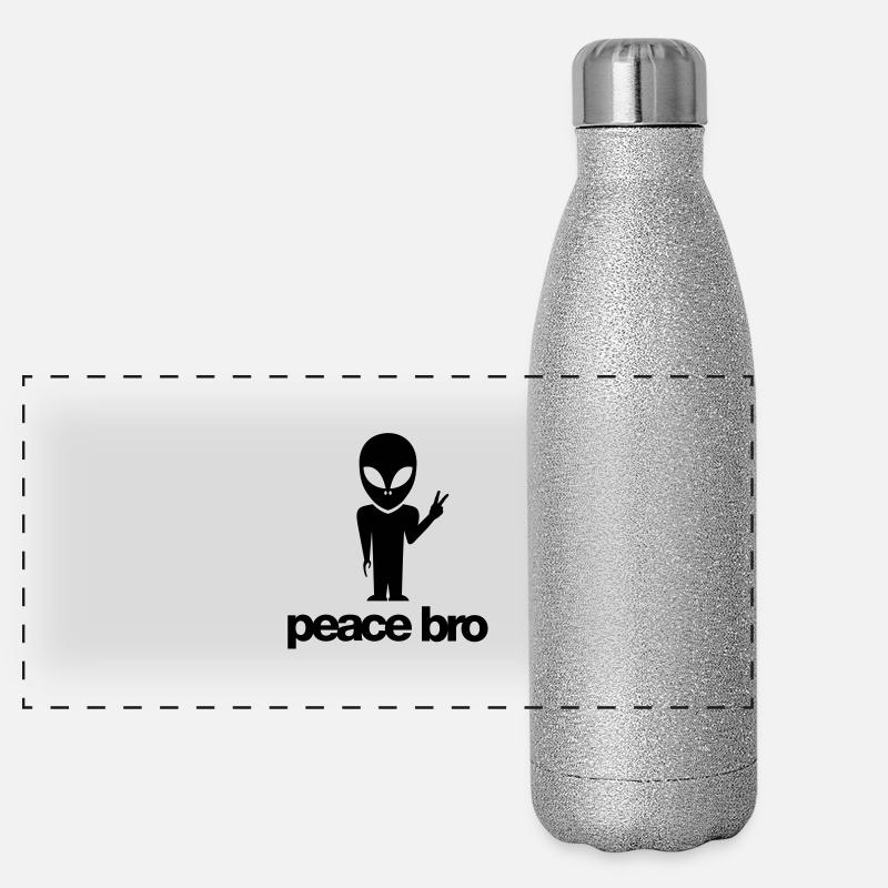 Peace bro alien Panorama Glitzer Isolierflasche 500 ml