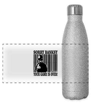 Banksy est un jeu sur - Gourde isotherme panoramique pailletée 500 ml - paillettes argentées - Devant