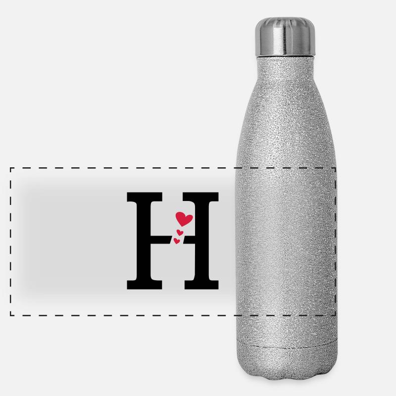 Großbuchstabe H mit Herzen Panorama Glitzer Isolierflasche 500 ml