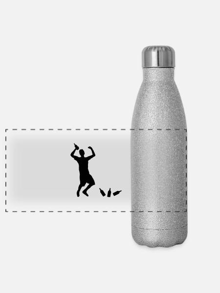 Mann Bierflaschen - Panorama Glitzer Isolierflasche 500 ml - Silber Glitzer - Vorne