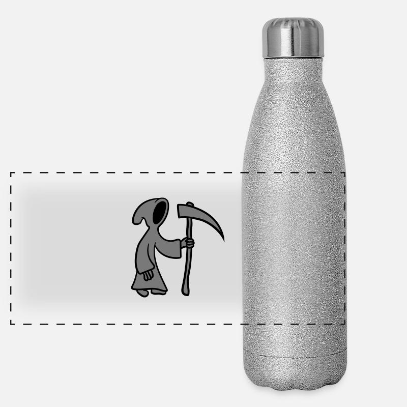 Comic cartoon death with Scythe Panoramic Glitter Thermal Bottle 500 ml