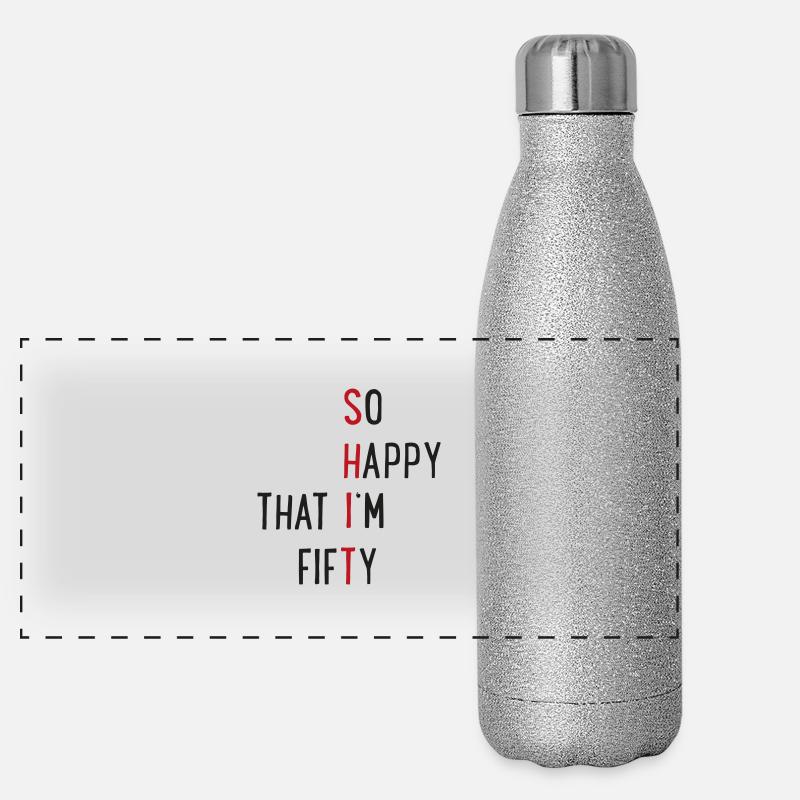 50 Geburtstag Panorama Glitzer Isolierflasche 500 ml