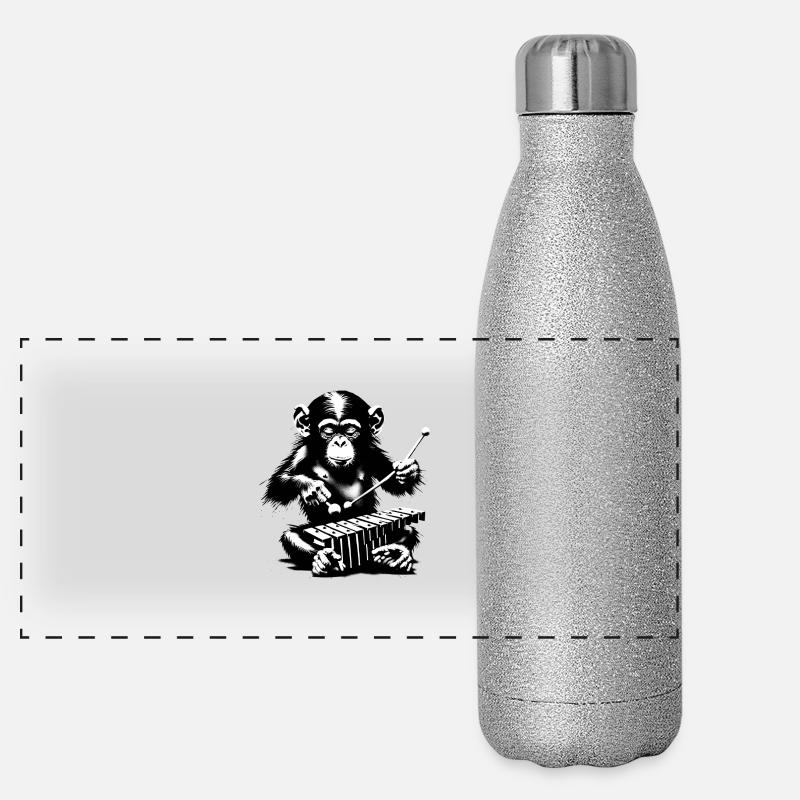 Süßer kleiner Affe | Orchester im Banksy Style Panorama Glitzer Isolierflasche 500 ml