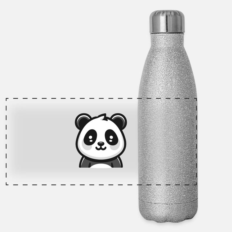 Panda-Bär: Cartoon-Thema Panorama Glitzer Isolierflasche 500 ml
