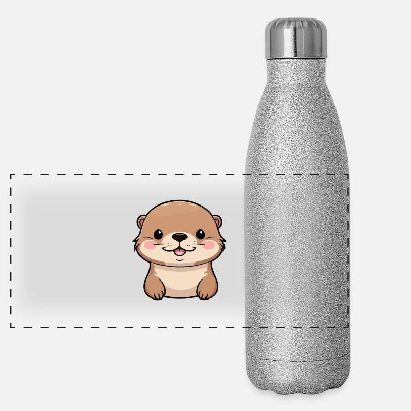Süßer Otter – Niedliches & Verspieltes Design Panorama Glitzer Isolierflasche 500 ml
