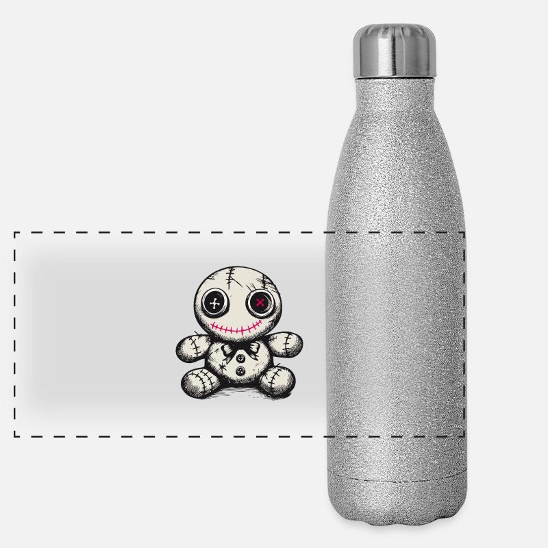 Poupée vaudou effrayante colorée - Gourde isotherme panoramique pailletée 500 ml - paillettes argentées
