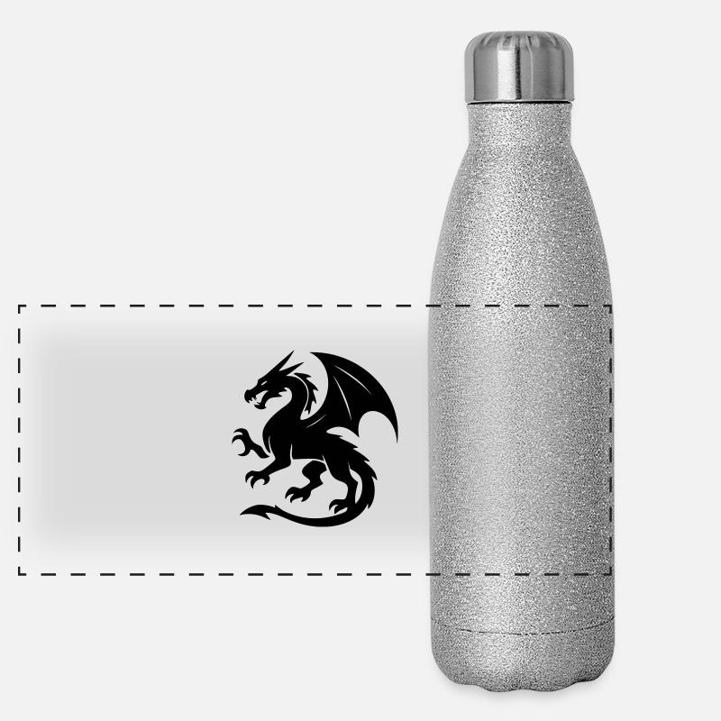 Drache (schwarz) Panorama Glitzer Isolierflasche 500 ml