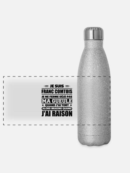 Franc comtois Ich halte meinen Mund nicht zu frank comté - Panorama Glitzer Isolierflasche 500 ml - Silber Glitzer - Vorne