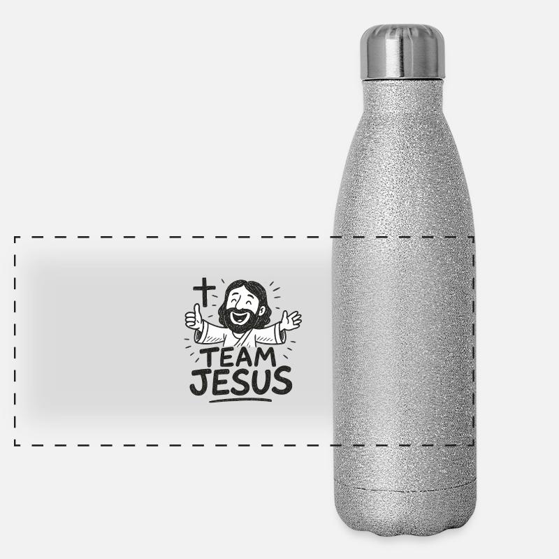 Équipe Jésus - Dessin animé amusant Gourde isotherme panoramique pailletée 500 ml