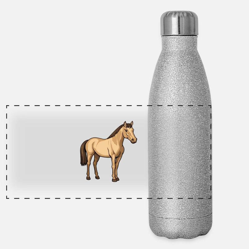 Horse - Panoramic Glitter Thermal Bottle 500 ml - silver glitter