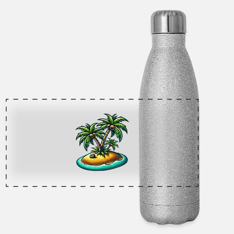 Island Palm Trees Panoramic Glitter Thermal Bottle 500 ml