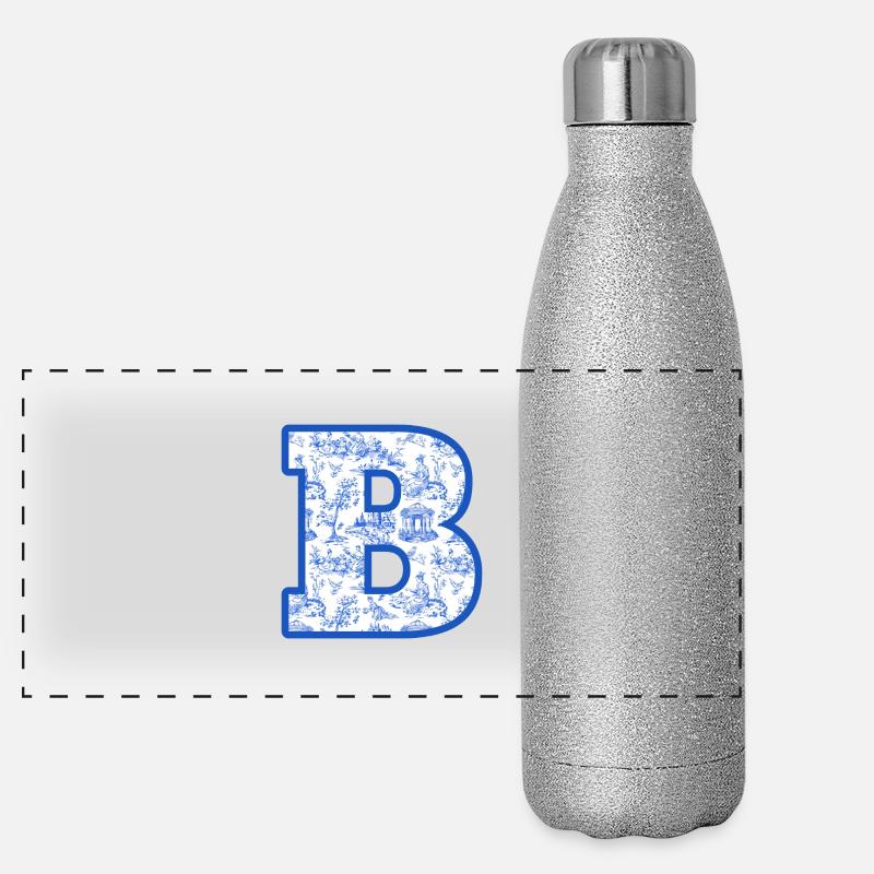Buchstabe B Chinoiserie Blau Panorama Glitzer Isolierflasche 500 ml