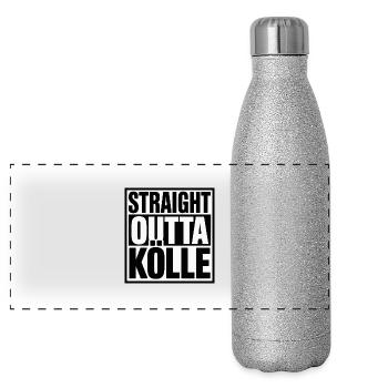 Straight Outta Kölle | Köln Shirt - Panorama Glitzer Isolierflasche 500 ml - Silber Glitzer - Vorne