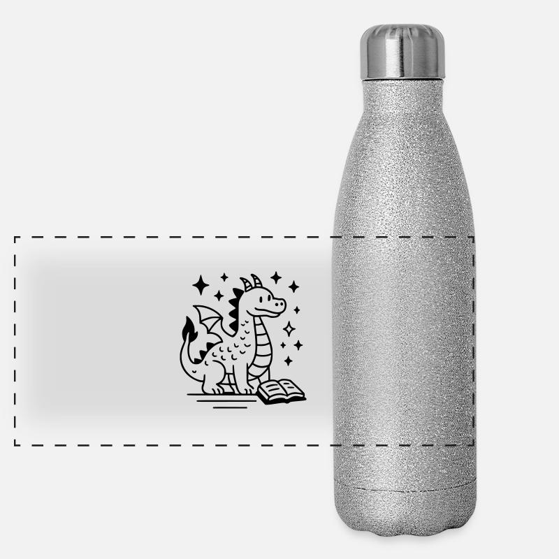 Drachen-Zeichnung Panorama Glitzer Isolierflasche 500 ml