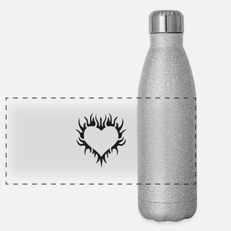 Tribal Heart - Panoramic Glitter Thermal Bottle 500 ml - silver glitter