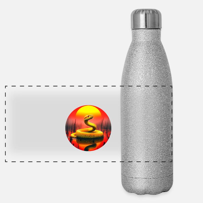 Serpent Doré au Couché du Soleil Gourde isotherme panoramique pailletée 500 ml