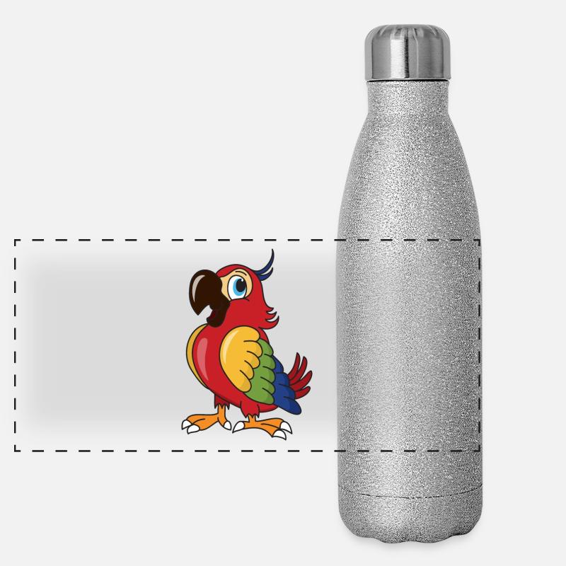 Parrot bird birds Panoramic Glitter Thermal Bottle 500 ml
