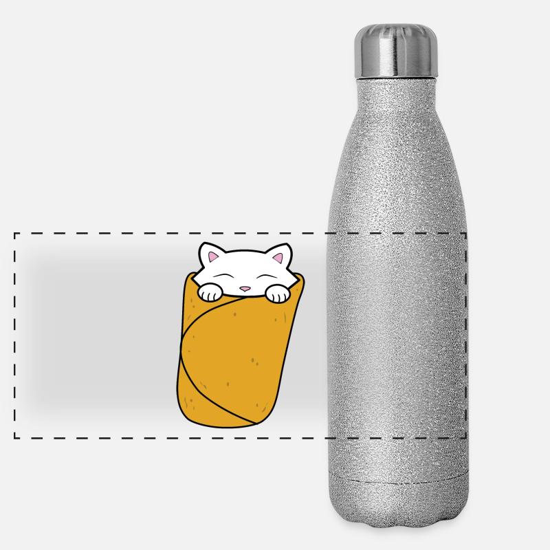 Purrito, cute cat burrito. Panoramic Glitter Thermal Bottle 500 ml