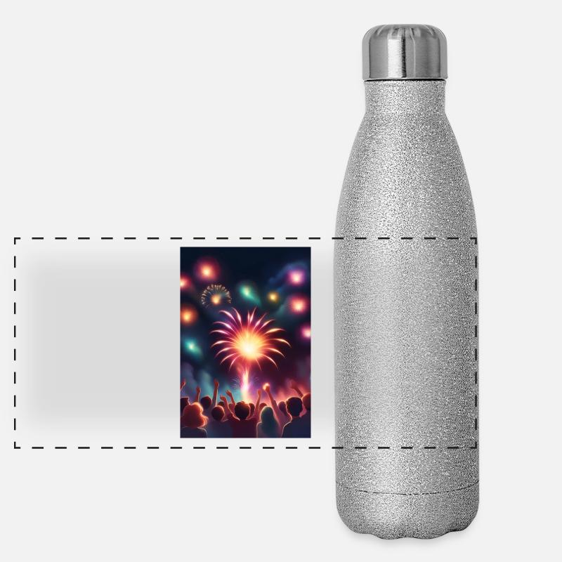 Superbe feu d’artifice Gourde isotherme panoramique pailletée 500 ml
