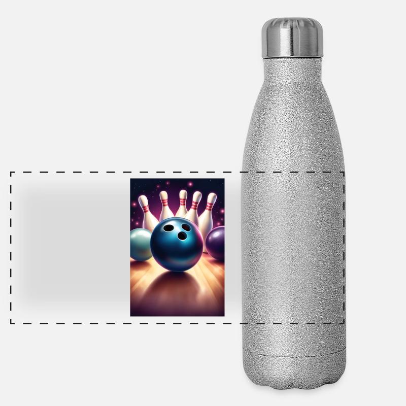 Design de t-shirt graphique de boule de bowling cool Gourde isotherme panoramique pailletée 500 ml
