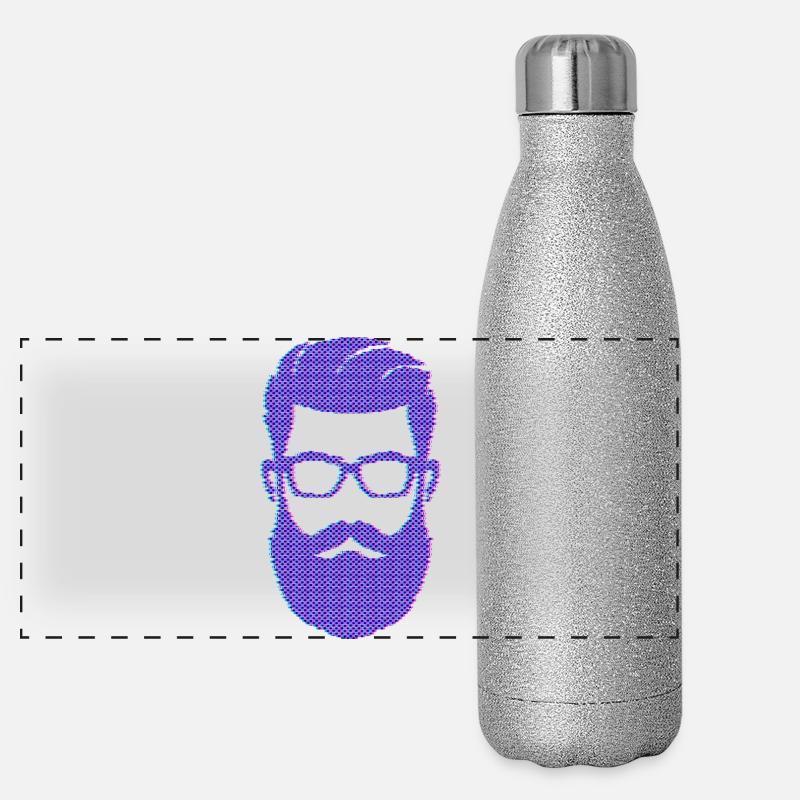 Bartträger Männlichkeit Schnurrbart Bart Panorama Glitzer Isolierflasche 500 ml
