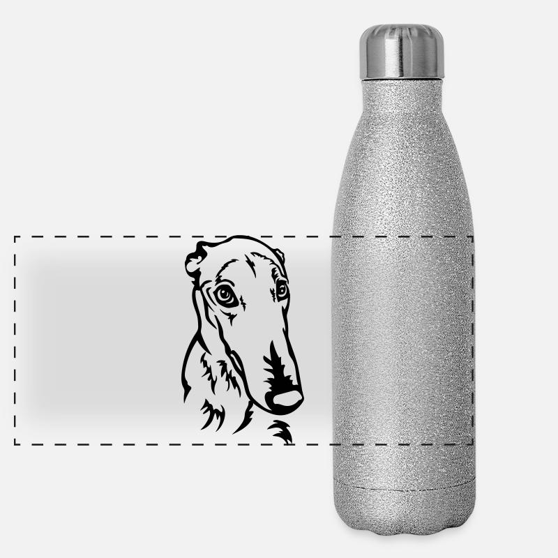 Greyhound Kopf Panorama Glitzer Isolierflasche 500 ml