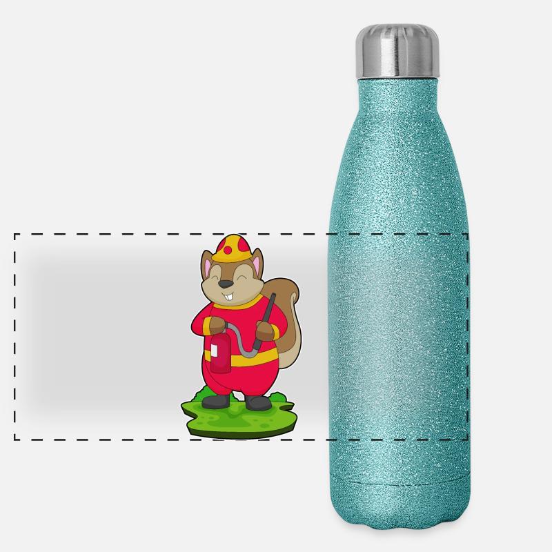 Pompier Squirrel Extincteur Brigade Gourde isotherme panoramique pailletée 500 ml