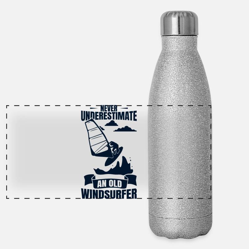 Windsurfender Opa Panorama Glitzer Isolierflasche 500 ml