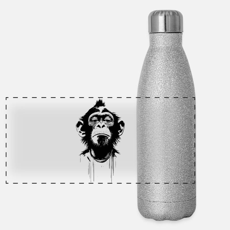 Eingebildeter Affe im Banksy Style Panorama Glitzer Isolierflasche 500 ml