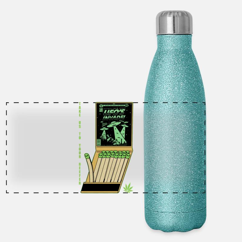 OVNI Invasion Vintage Affiche Design Gourde isotherme panoramique pailletée 500 ml