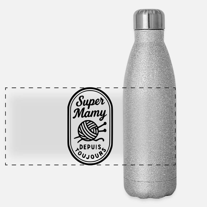Super-Oma seit Ewigkeiten Panorama Glitzer Isolierflasche 500 ml
