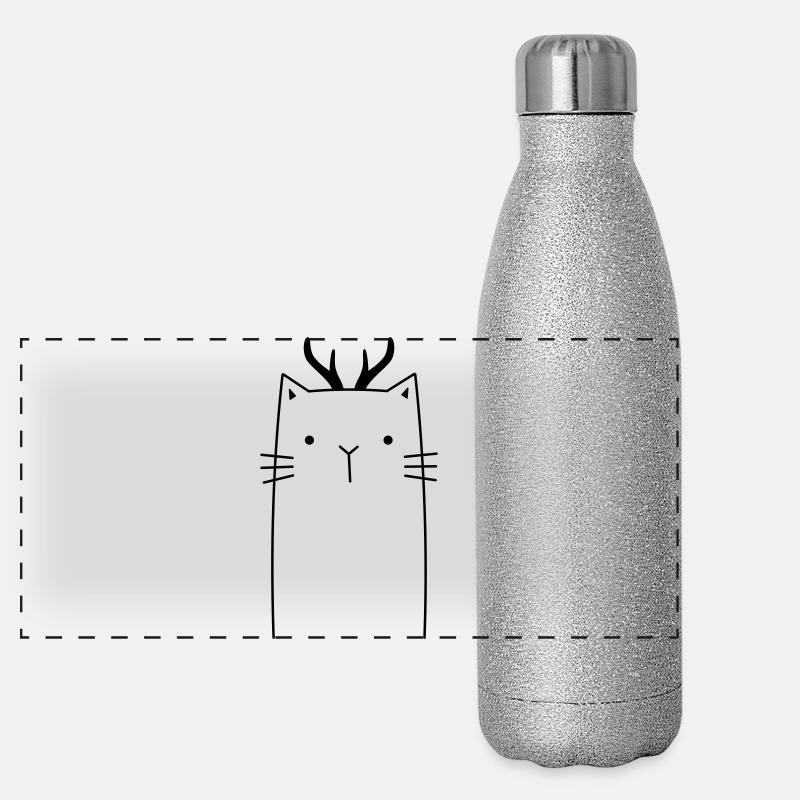 Chat de Noël Gourde isotherme panoramique pailletée 500 ml