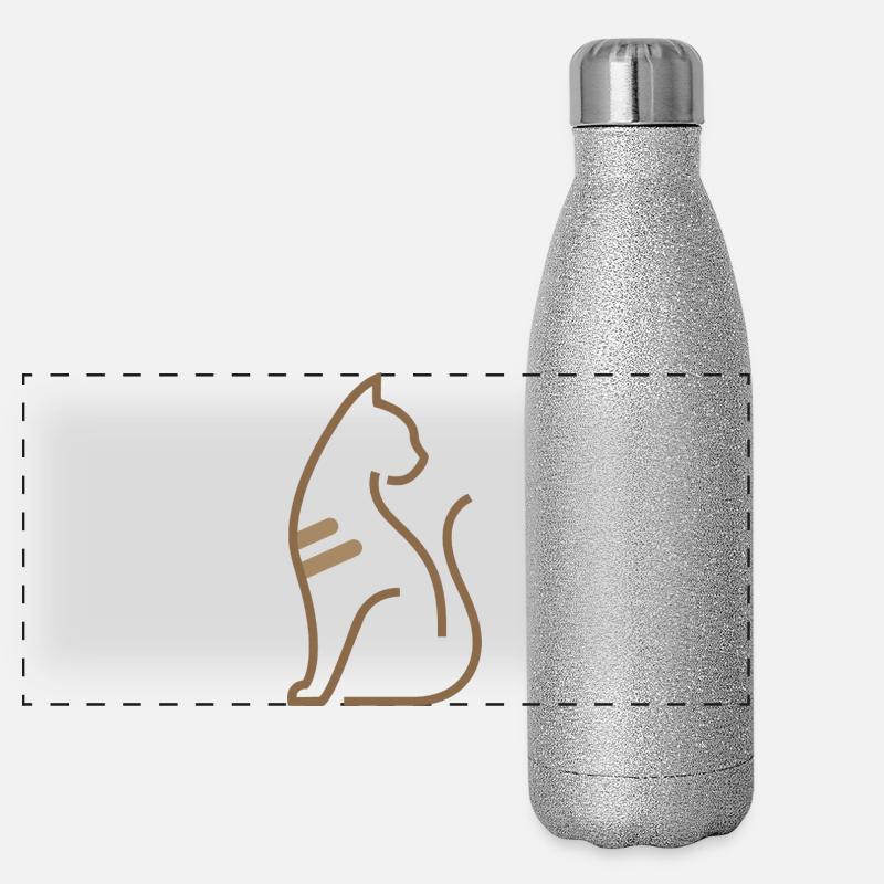 Chat abstrait – motif de ligne moderne Gourde isotherme panoramique pailletée 500 ml