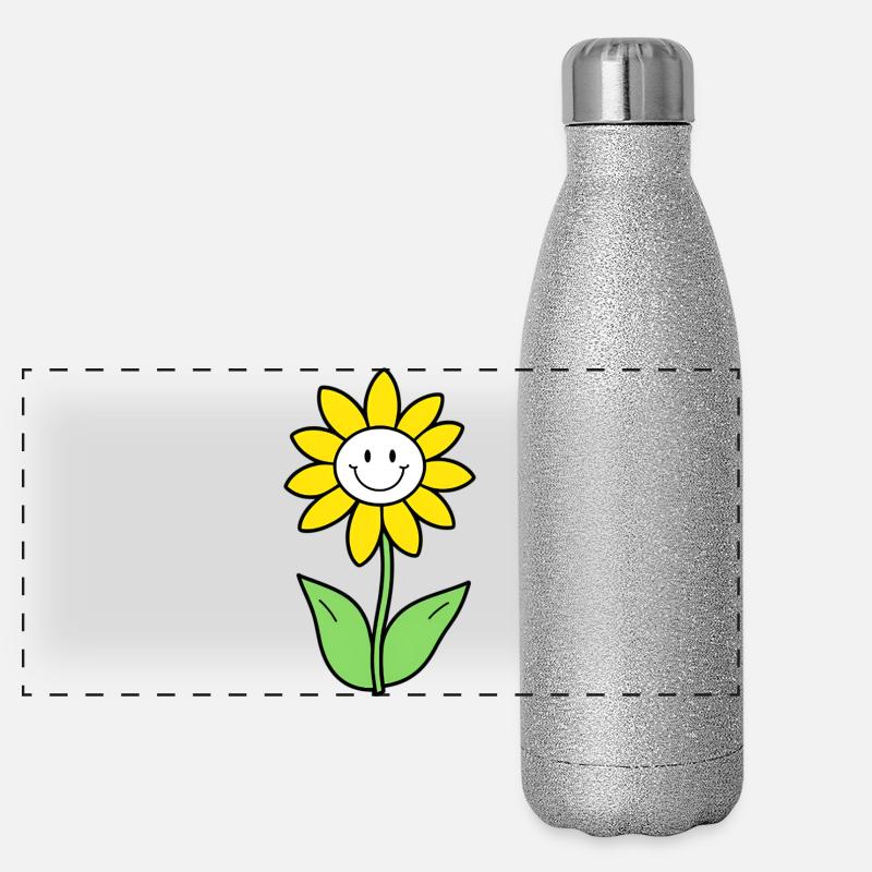 Smiling Sunflower Graphic Panoramic Glitter Thermal Bottle 500 ml