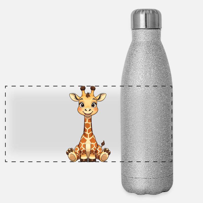 Sourire de girafe câlin Gourde isotherme panoramique pailletée 500 ml