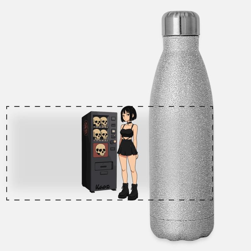 Skull Vending Machine Goth-Mädchen Panorama Glitzer Isolierflasche 500 ml