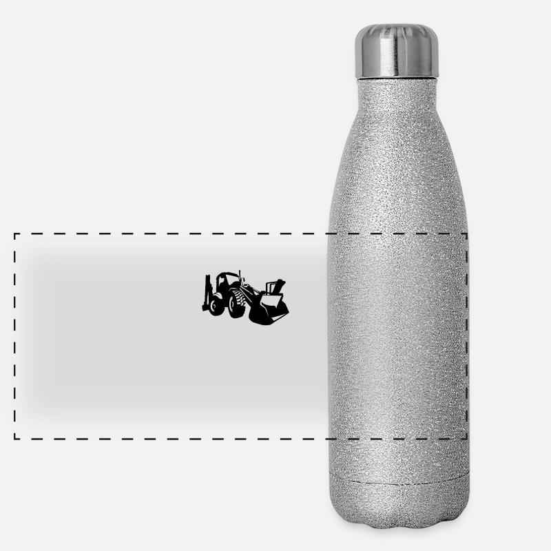 Baggerfahrer Radlader Bagger Panorama Glitzer Isolierflasche 500 ml