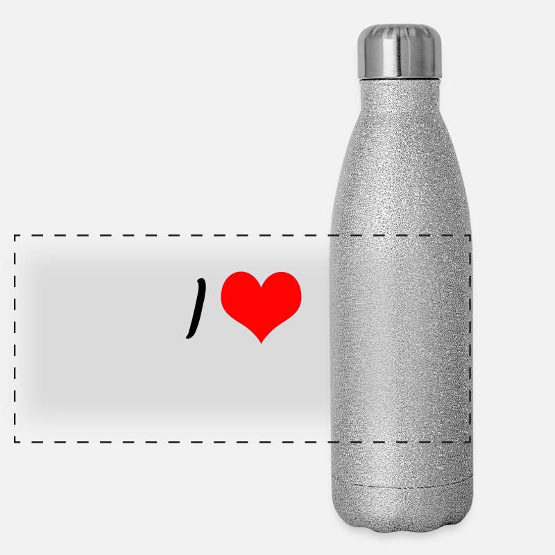 label design personnalisation - i aime xxx Gourde isotherme panoramique pailletée 500 ml