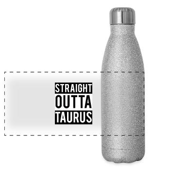 Sternzeichen Stier / Zodiac Taurus - Panorama Glitzer Isolierflasche 500 ml - Silber Glitzer - Vorne