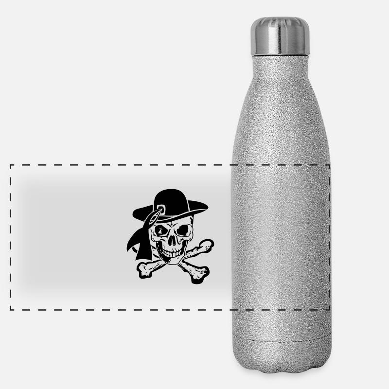 tete de mort os chapeau breton Gourde isotherme panoramique pailletée 500 ml