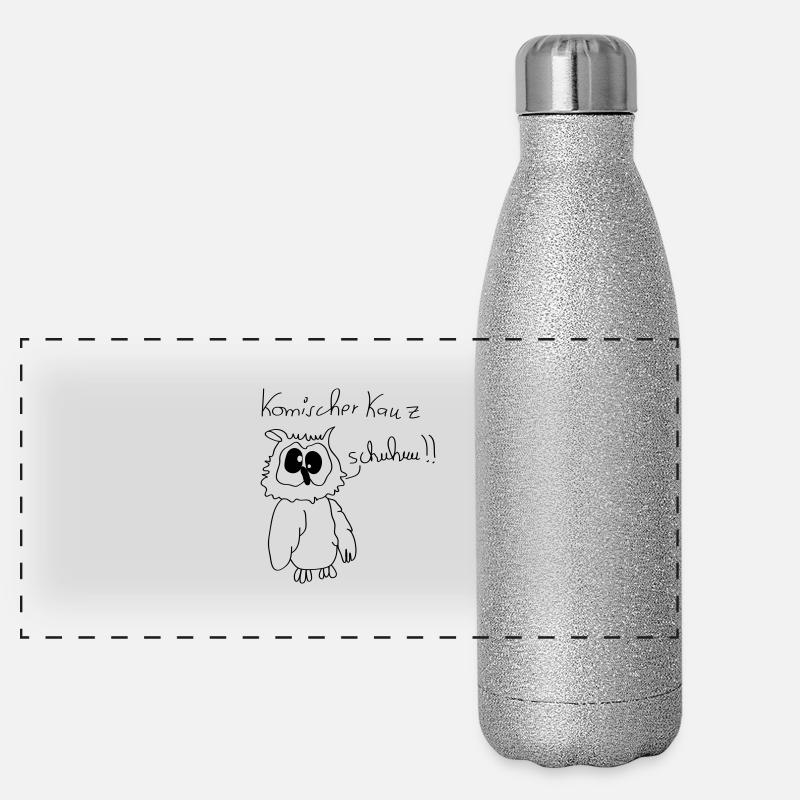 Komischer Kauz Schuhuu Panorama Glitzer Isolierflasche 500 ml