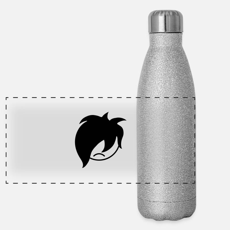 Trauriger Unglücklicher Emo Lange Schwarze Haare Panorama Glitzer Isolierflasche 500 ml
