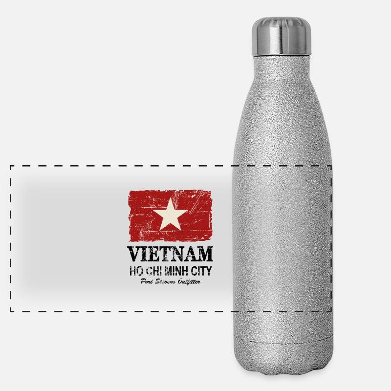 Vietnam Vintage Flag Panoramic Glitter Thermal Bottle 500 ml