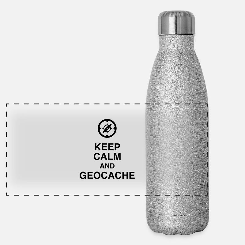 Geocaching / Geocacher / Kompass / Wald Panorama Glitzer Isolierflasche 500 ml