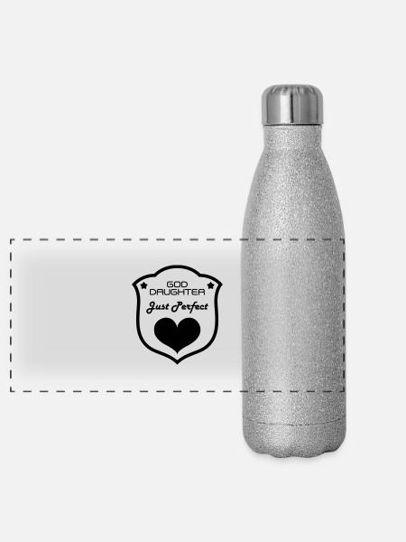 Parrain / Marraine / Filleule / Filleul - Gourde isotherme panoramique pailletée 500 ml - paillettes argentées - Devant